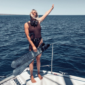 Liv, host of the Galápagos Freedive Island Hopping Expedition, in the natural surroundings